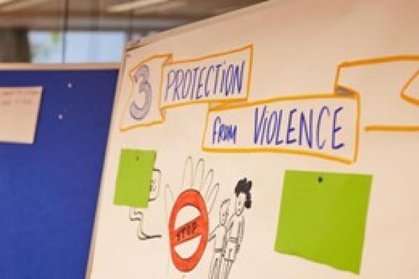 Workshop board 'protection from violence'